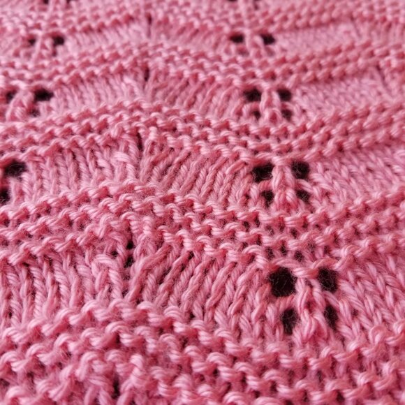 Hand Knit Baby Blanket in Strawberry Pink - Picture 2 of 8